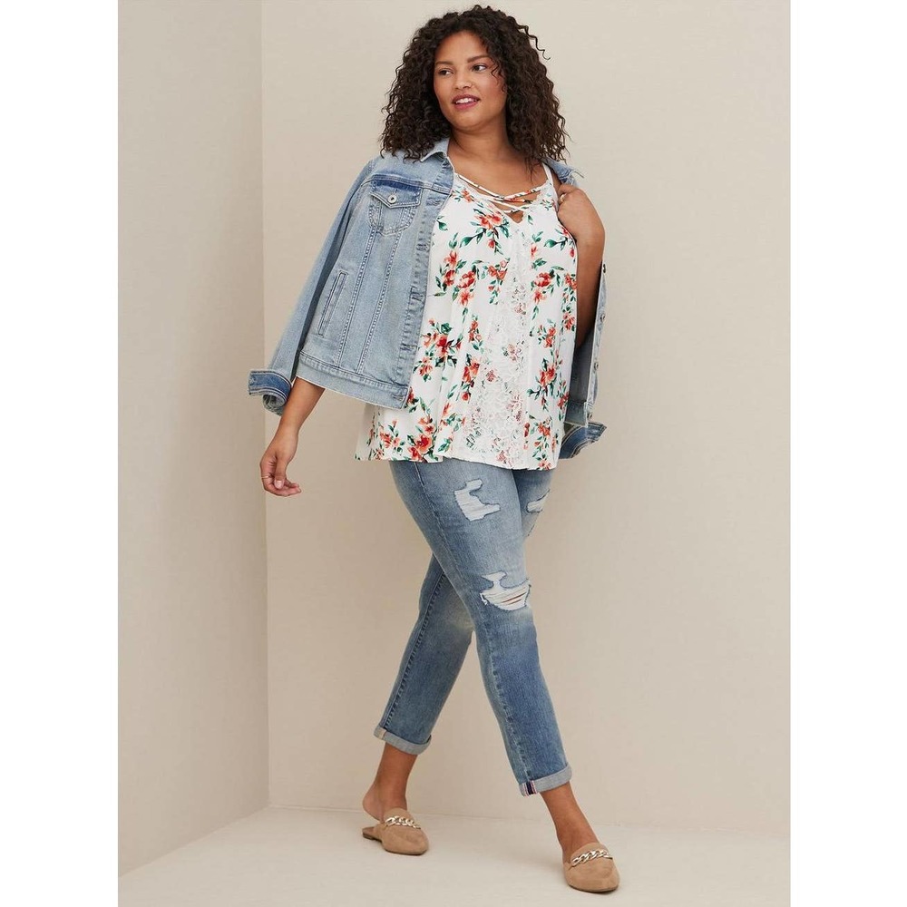 NWT Torrid Floral Georgette Cami Tank White Strappy Top Shirt PIus Size: 6X (30) - Picture 2 of 4